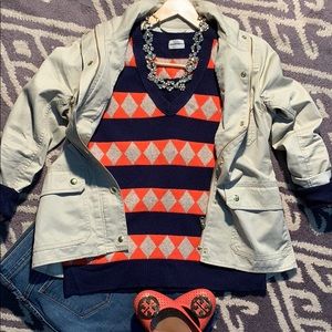 MADEWELL - Wallace Navy/Cream Patterned Sweater